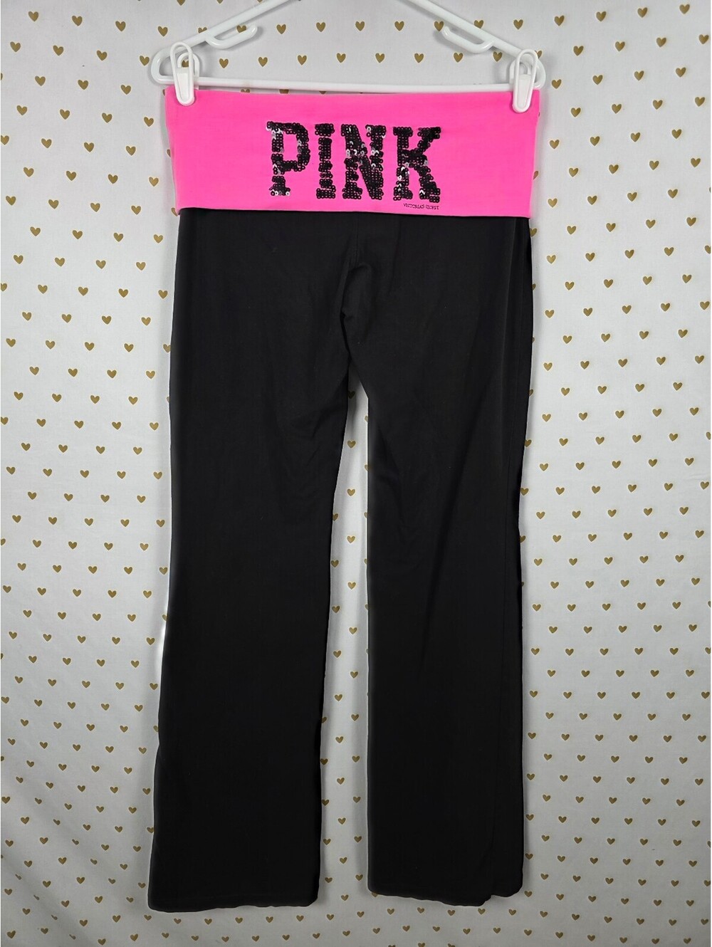 Victorias Secret PINK BLING Flare Foldover Vintage yoga pants Y2k Medium 2010